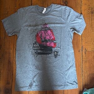 The Avett Brothers Space Pirate Gray Tee with Pink Ship Graphic